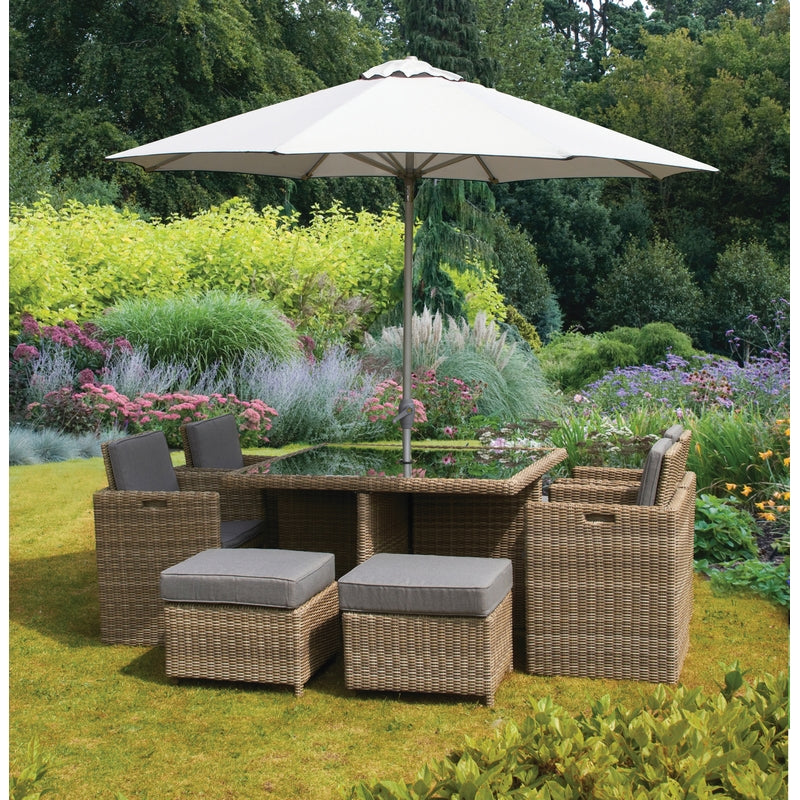 Wentworth Rattan Garden Patio Dining Set by Royalcraft - 8 Seats Grey Cushions