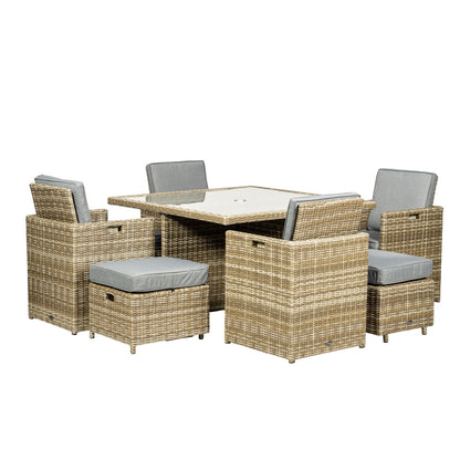 Wentworth Rattan Garden Patio Dining Set by Royalcraft - 8 Seats Grey Cushions