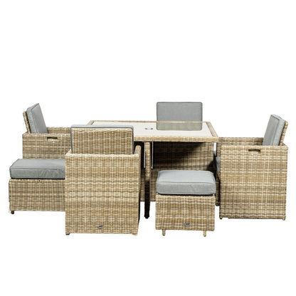 Wentworth Rattan Garden Patio Dining Set by Royalcraft - 8 Seats Grey Cushions