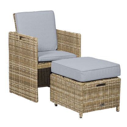 Wentworth Rattan Garden Patio Dining Set by Royalcraft - 8 Seats Grey Cushions