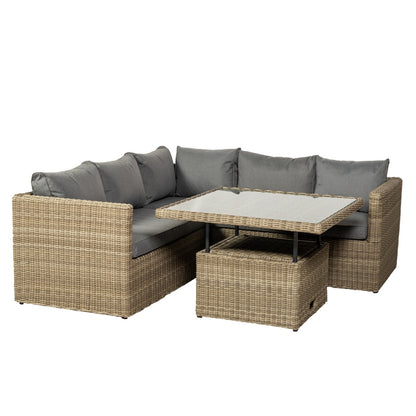 Wentworth Rattan Garden Corner Sofa by Royalcraft - 5 Seats Grey Cushions