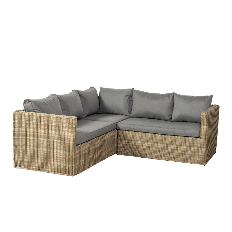 Wentworth Rattan Garden Corner Sofa by Royalcraft - 5 Seats Grey Cushions