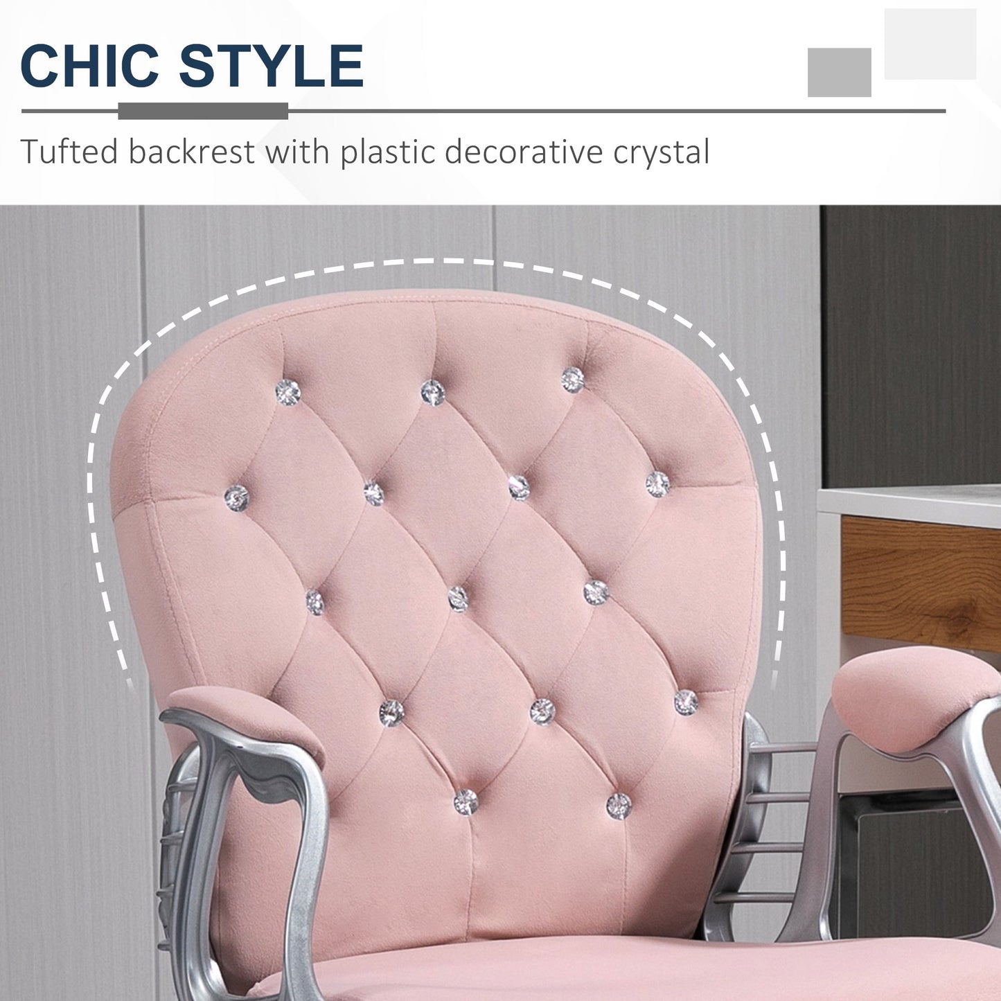 Vinsetto Office Chair with Diamond Tufted Velour