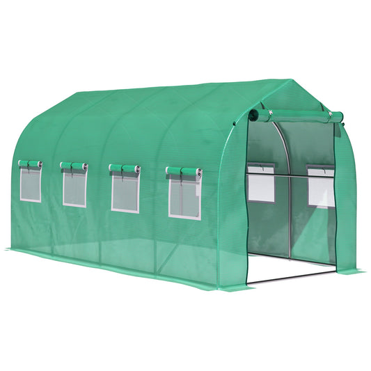 4x2 m Polytunnel Walk-in Greenhouse-Green