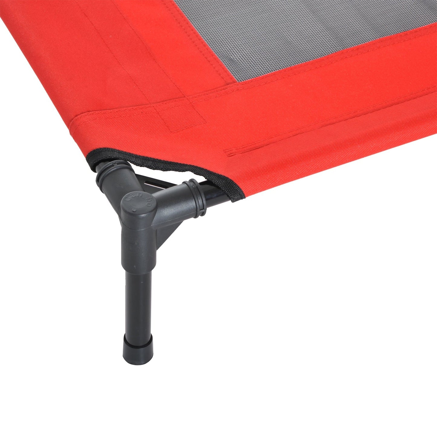 Pawhut Elevated Pet Bed Portable Camping Raised Dog Bed With Metal Frame Black Red (Small)