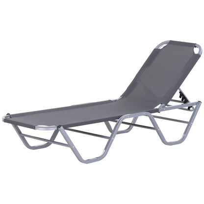 Sun Lounger Relaxer Recliner w/ 5-Position Adjustable Backrest Pool Sun Bathing