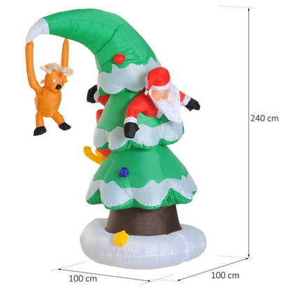 7Ft Inflatable Christmas Tree W/ Santa Decoration