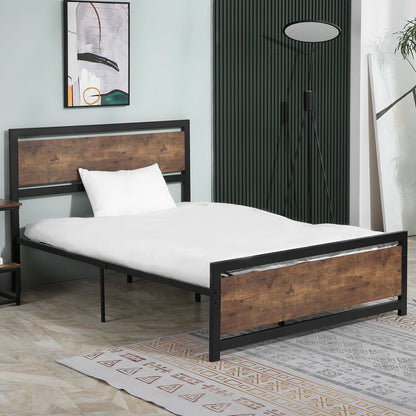 Full Bed Frame Twin Size Metal Bed w/ Headboard