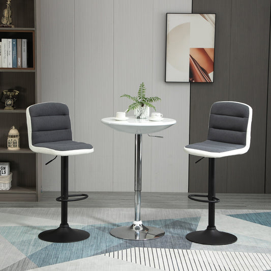 Bar stool Set of 2 Armless Adjustable Height Upholstered Bar Chair Dark Grey