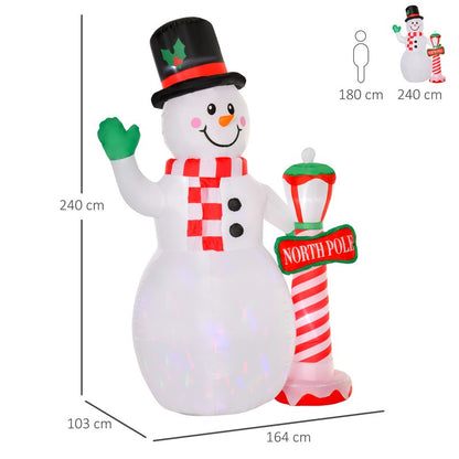 Homcom Christmas Inflatable Snowman with Street Lamp Lighted for Home Indoor Outdoor