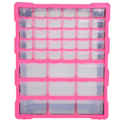 Durhand 39 Drawer Storage Cabinets 38Lx16Dx47.5H cm Plastic-Rose Red