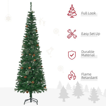 6.5FT Tall Pencil Slim Artificial Christmas Tree with Realistic Branches