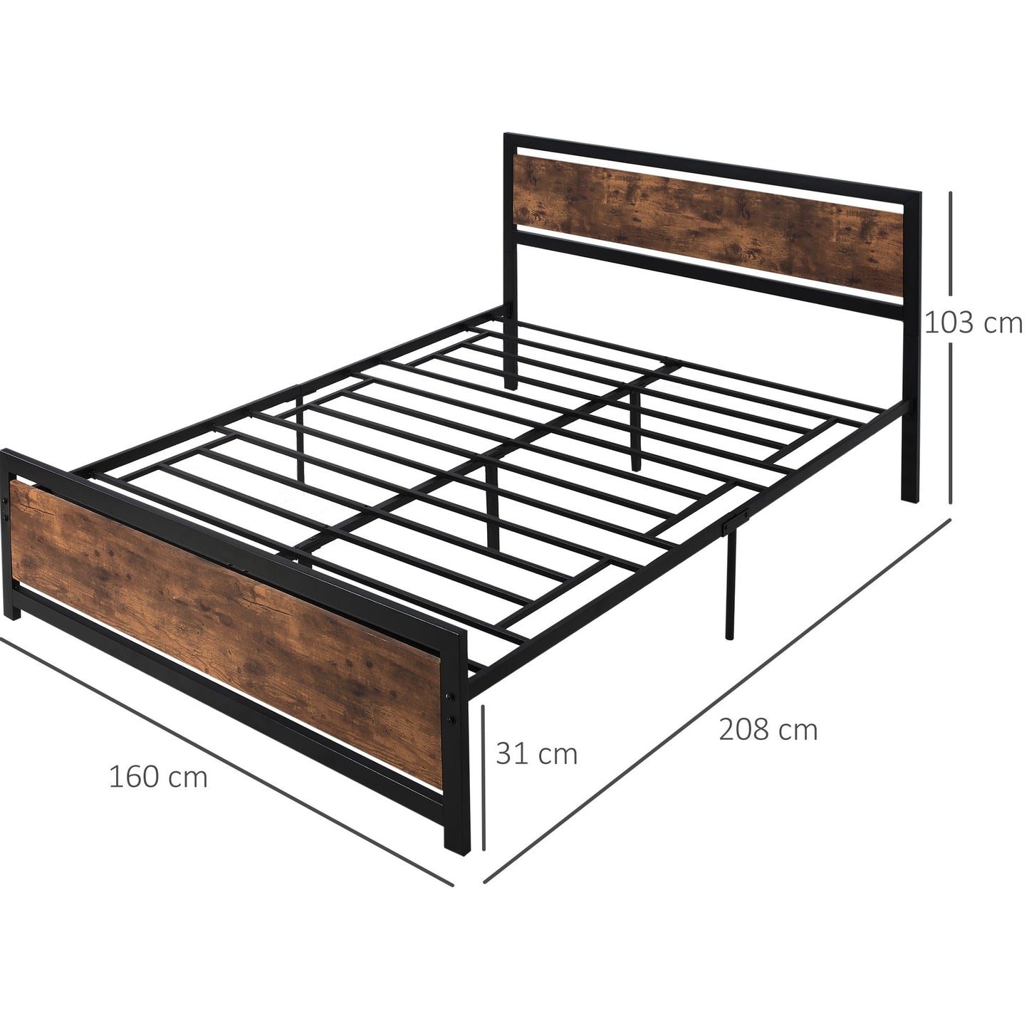 King Size Industrial-Style Metal Bed Frame