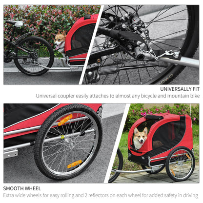 PawHut Folding Bicycle Pet Trailer W/Removable Cover-Red