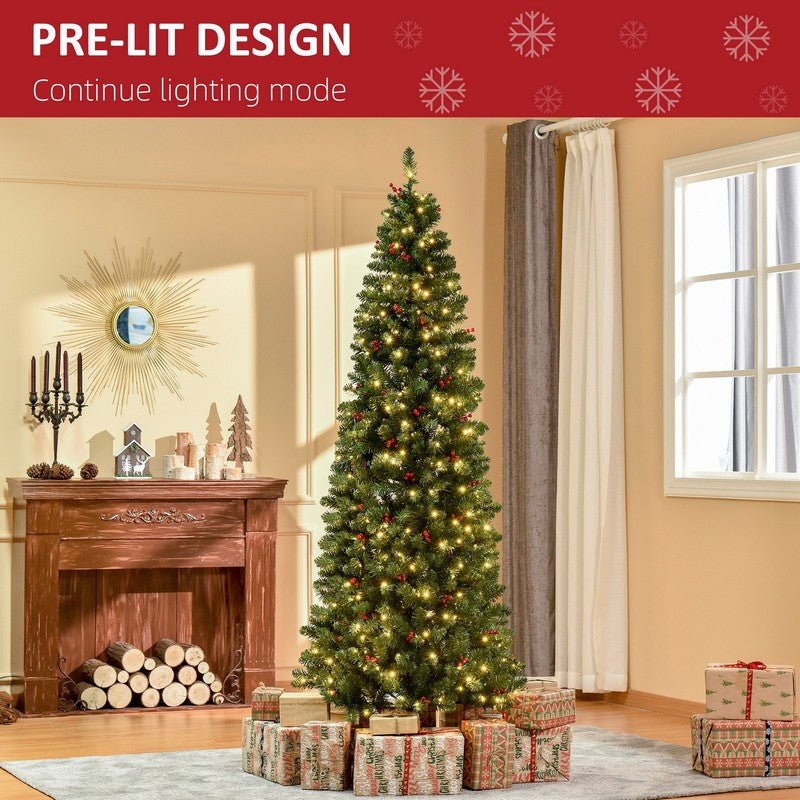 7FT Prelit Artificial Pencil Christmas Tree with Warm White LED Light