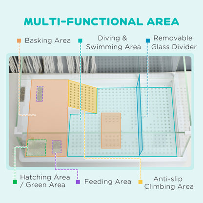 Pawhut Turtle Tank Aquarium Glass Tank With Basking Platform Filter Layer