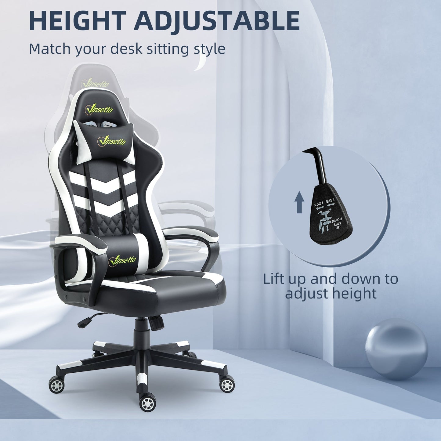 Vinsetto Racing Gaming Chair With Lumbar Support