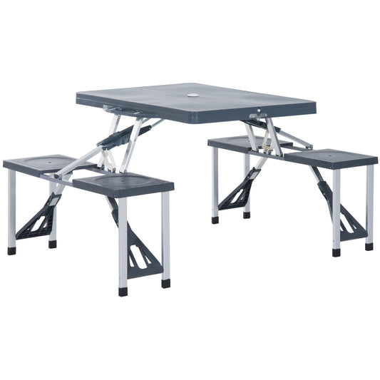 Camping 4 Seat Table Set W/Chairs-Black/Grey