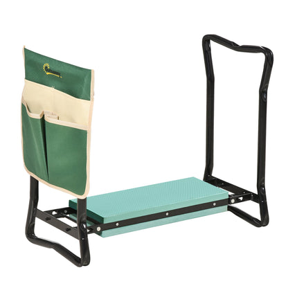 Steel Frame Gardening Kneeler Seat w/ Pouch Green