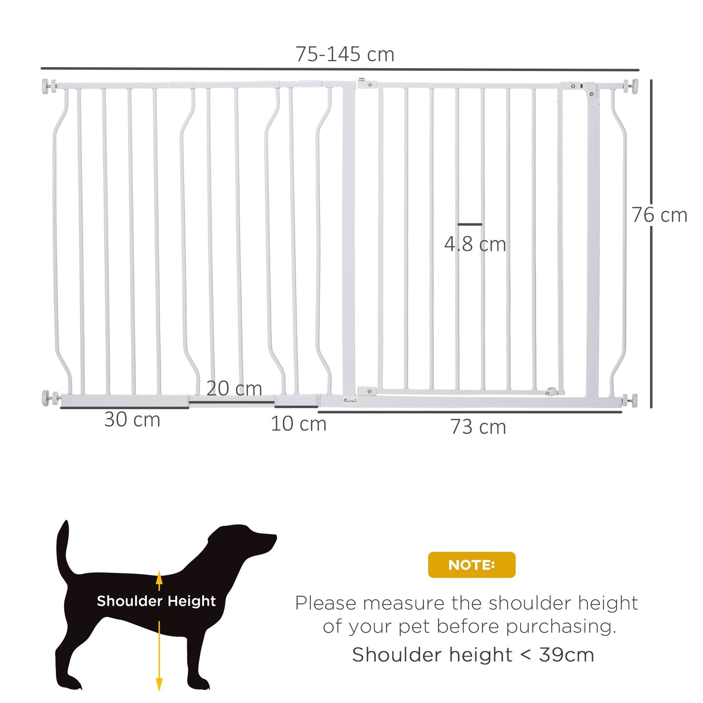 PawHut Dog Gate Extra Wide Stairway Gate for Pet with Door