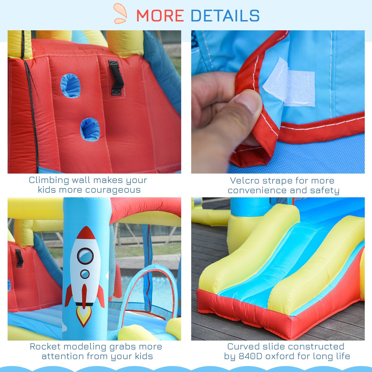 Bounce Castle Inflatable Trampoline Slide Pool Rocket Design 3.4 x 2.8 x 1.85m