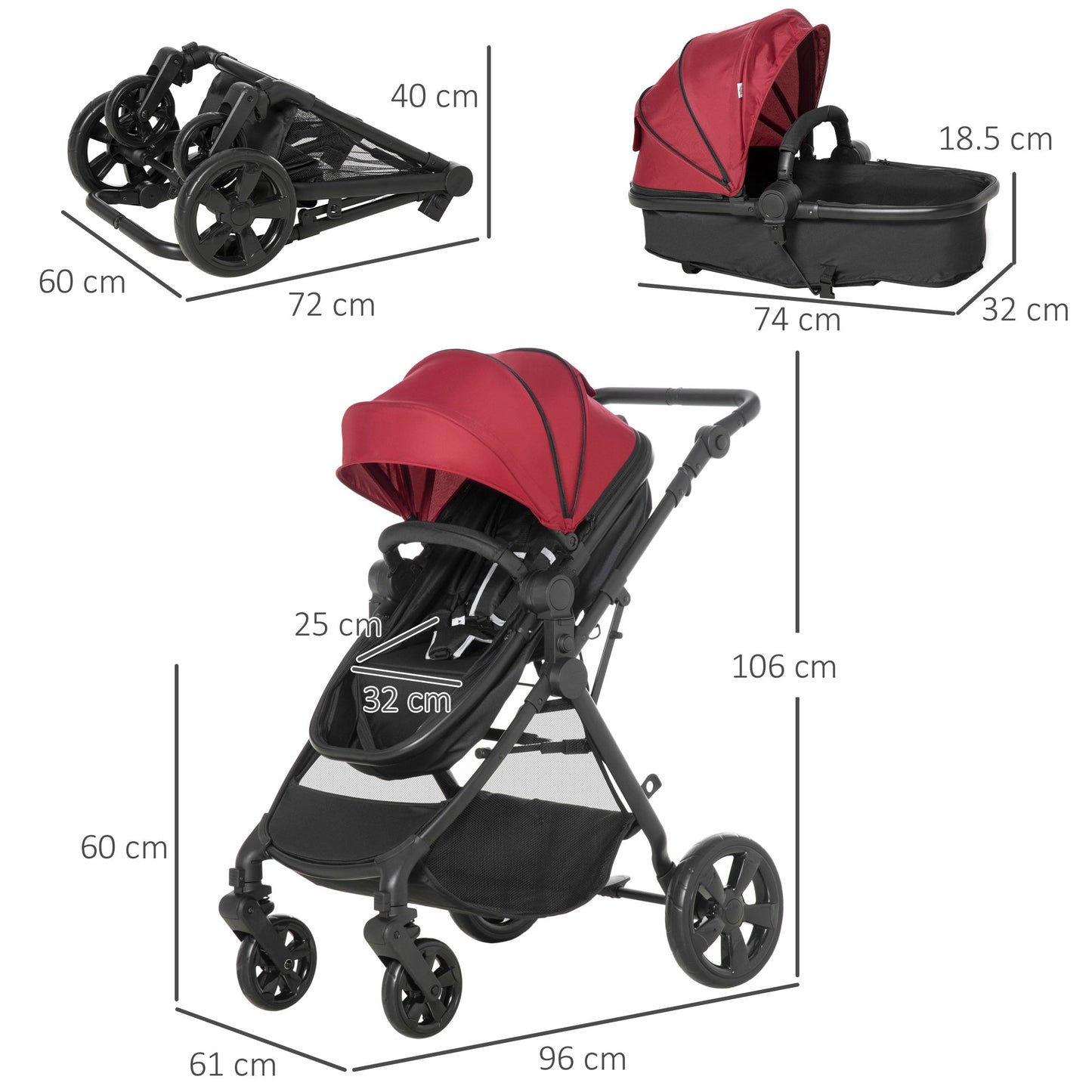 2 in 1 Lightweight Pushchair w/ Reversible Seat