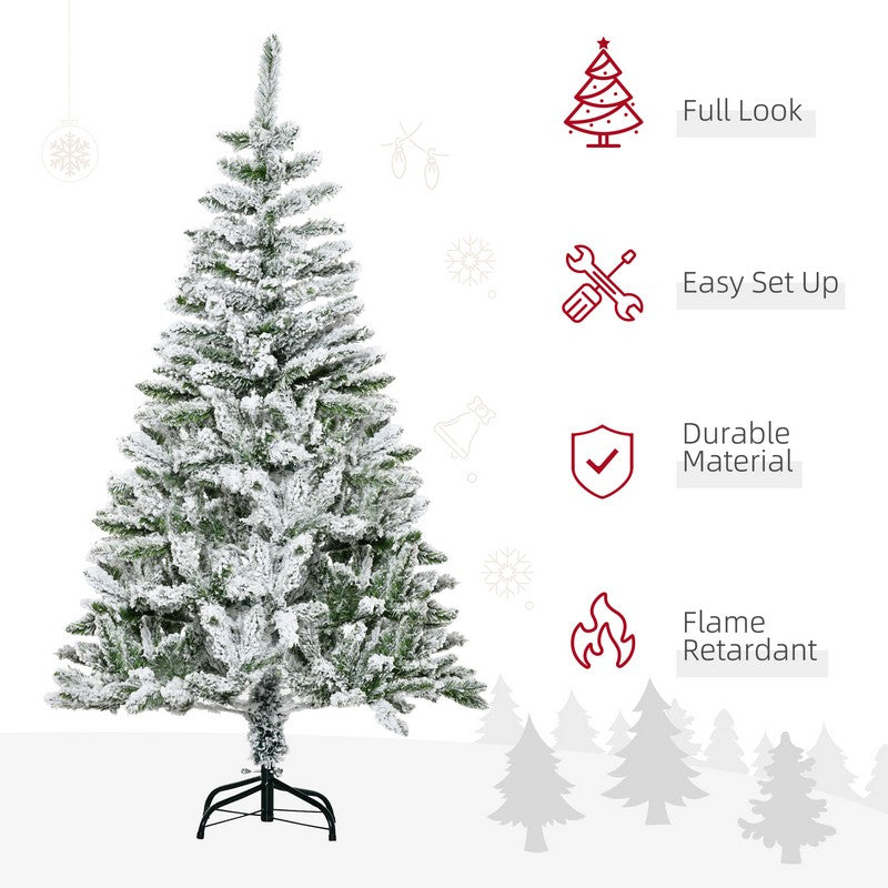 5' Snow Flocked Artificial Christmas Tree Xmas Pine Tree with Realistic Branches