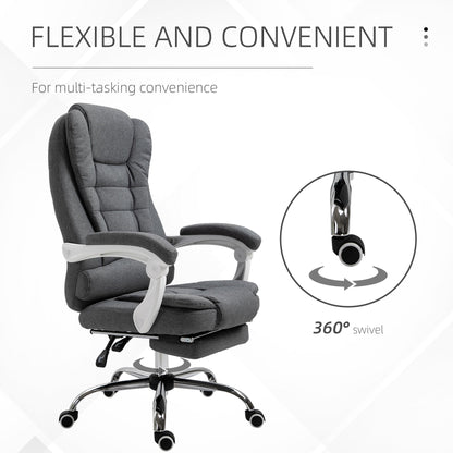 Vinsetto Office Chair with Footrest Computer Swivel Rolling Task Recliner for Home with Retractable Footrest