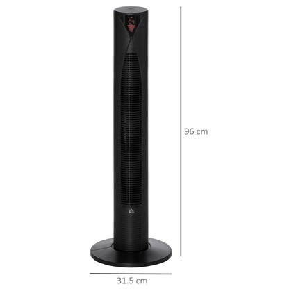 38" Oscillating Tower Fan Remote Control 3 Speed Modes 12-Hour Timer Ultra Slim Cooling Machine Black - ?31.5 x H96cm