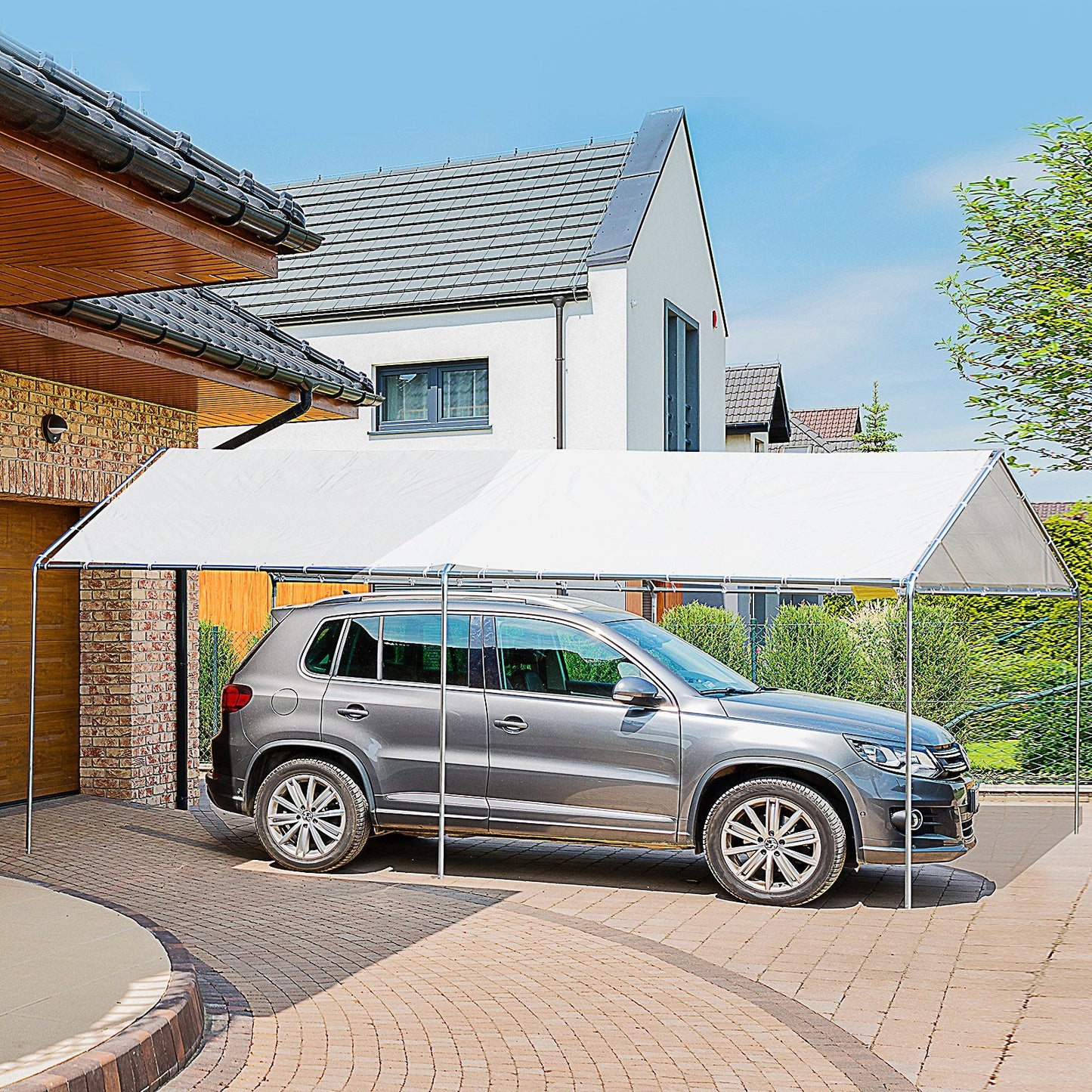 3 x 6m Heavy Duty Carport Garage Car Shelter Galvanized Steel Outdoor Open Canopy Tent Water UV Resistant Waterproof