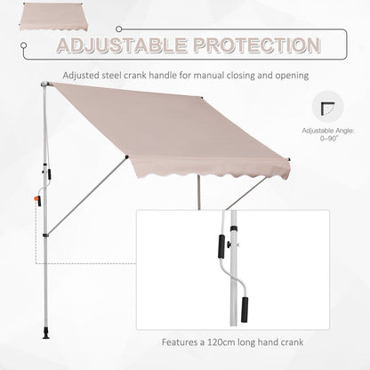 2x1.5m Adjustable Outdoor Aluminium Frame Awning Beige