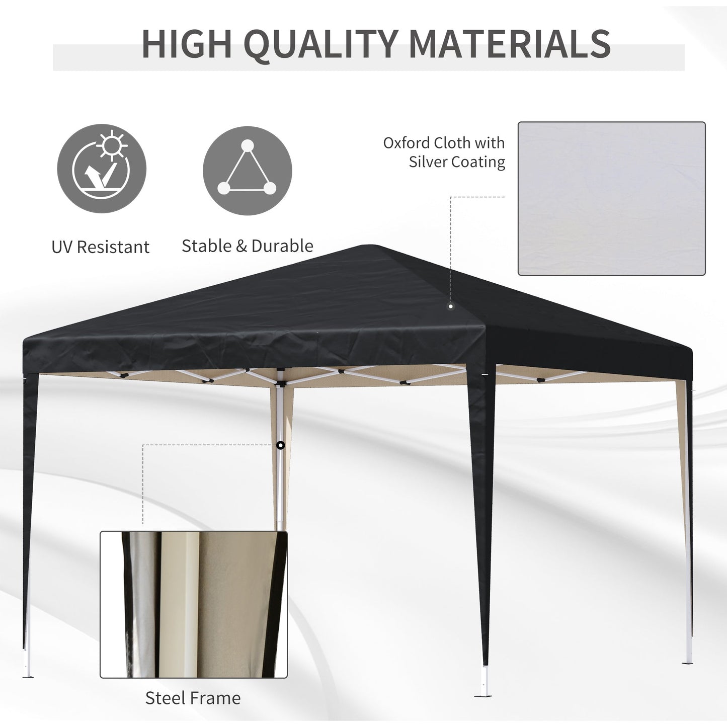 Outsunny 3 x 3 meter Garden Heavy Duty Pop Up Gazebo Marquee Party Tent Folding Wedding Canopy-Black