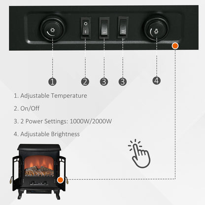 Homcom Electric Fireplace Stove Heater with LED Fire Flame Effect