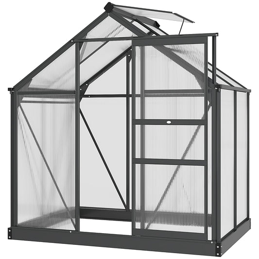 Clear Polycarbonate Greenhouse Large Walk-In Green House Garden Plants Grow Galvanized Base Aluminium Frame with Slide Door