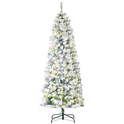 5ft Prelit Christmas Tree Artificial - White Frosted Green with LED Lights Warm White 348 Tips