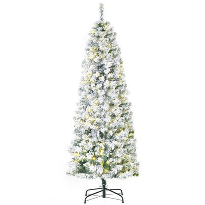 5ft Prelit Christmas Tree Artificial - White Frosted Green with LED Lights Warm White 348 Tips