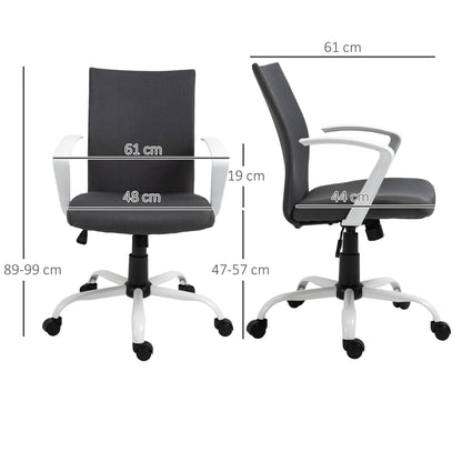 Vinsetto Office Chair Linen Swivel Computer Desk Chair Home Study Task Chair with Wheels