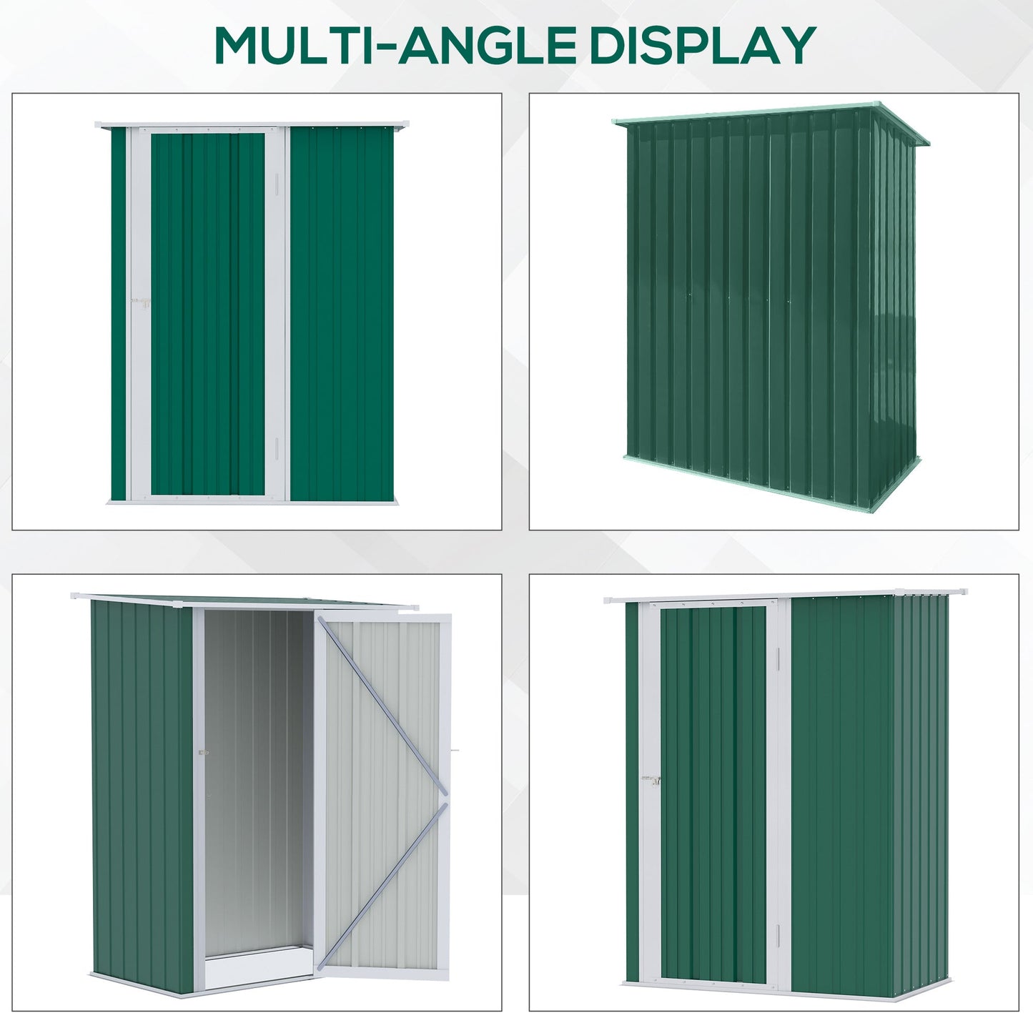 Galvanised 5 x 3' Single Door Pent Garden Store Lockable Steel Green by Steadfast