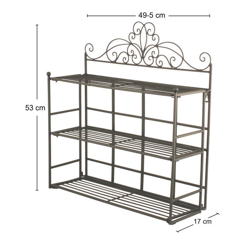 Classic Shelving Unit Metal Black 3 Shelves