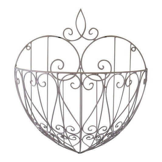 Heart Planter Metal Silver Wall Mounted - 39cm