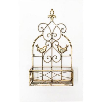 Planter Metal Gold with Bird Pattern Wall Mounted - 48.3cm