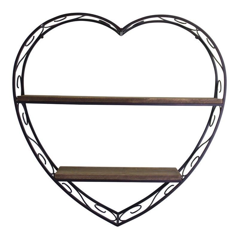 Classic Shelving Unit Metal & Wood Black 2 Shelves