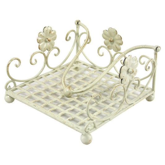 Shabby Chic Napkin Holder Metal Cream - 19cm