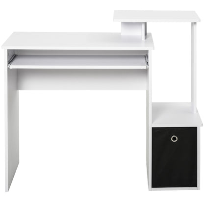 Computer Desk with Sliding Keyboard Tray Storage Drawer Shelf Home Office Workstation White