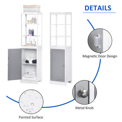 kleankin Tall Bathroom Cabinet Free Standing Slimline Cupboard Tallboy Unit Storage Organiser for Bathroom