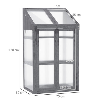 Wooden Cold Frame Polycarbonate Greenhouse with Openable Top Cover and Double Door