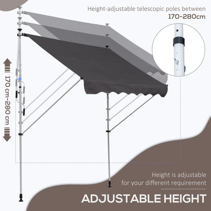 Outsunny 2X1.5M Adjustable Outdoor Aluminium Frame Awning Grey