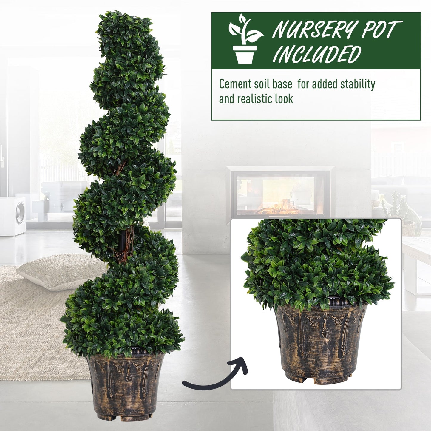 Outsunny Set of 2 Artificial Spiral Topiary Plant