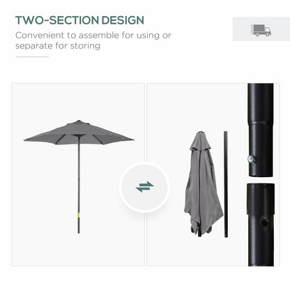 2m Aluminium Pole Garden Parasol - Dark Grey