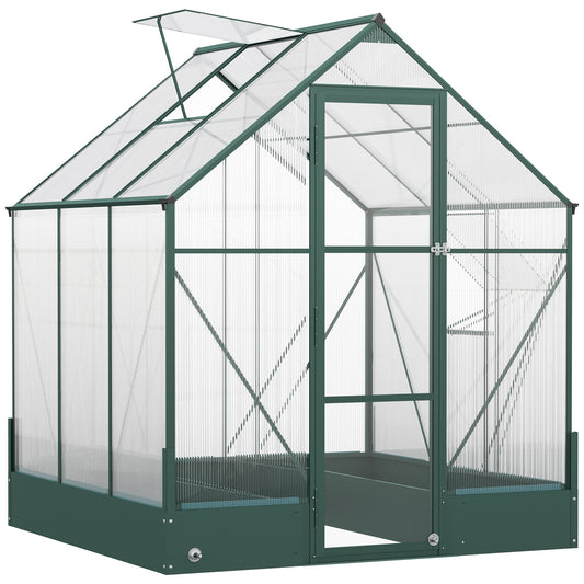 Garden Walk-in Aluminium Greenhouse Polycarbonate with Plant Bed